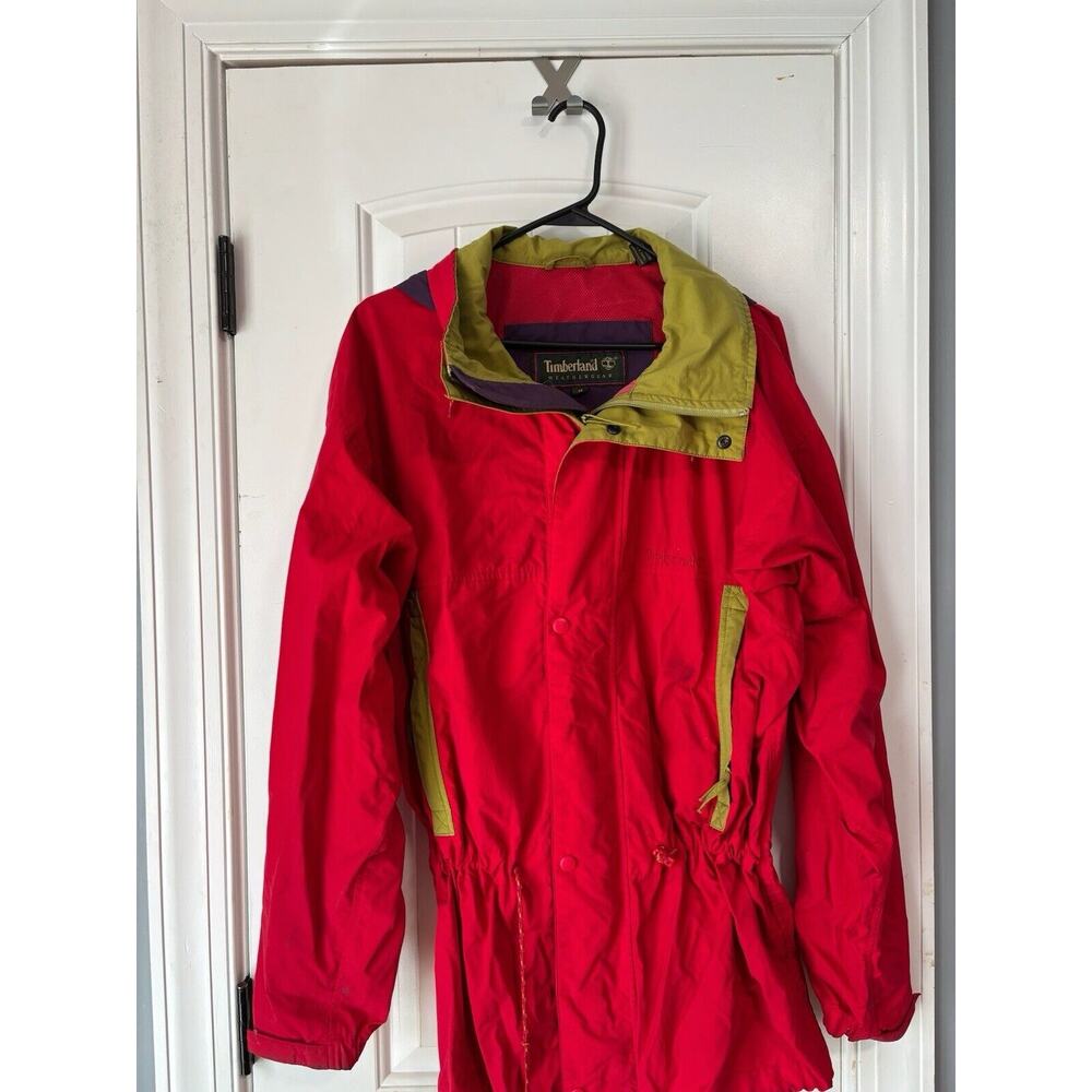 Vintage timberland weathergear raincoat in red & yellow‎ Medium